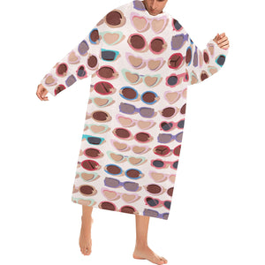 Sun Glasses Pattern Print Design 04 Blanket Robe with Sleeves