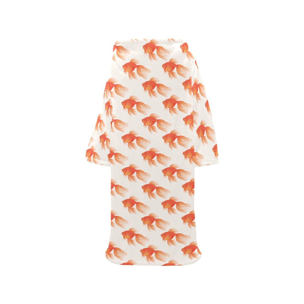 Goldfish Pattern Print Design 05 Blanket Robe with Sleeves