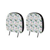 Peacock Pink Flower Pattern Car Headrest Cover