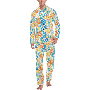 Gear Pattern Print Design 04 Men's Long Pajama Set