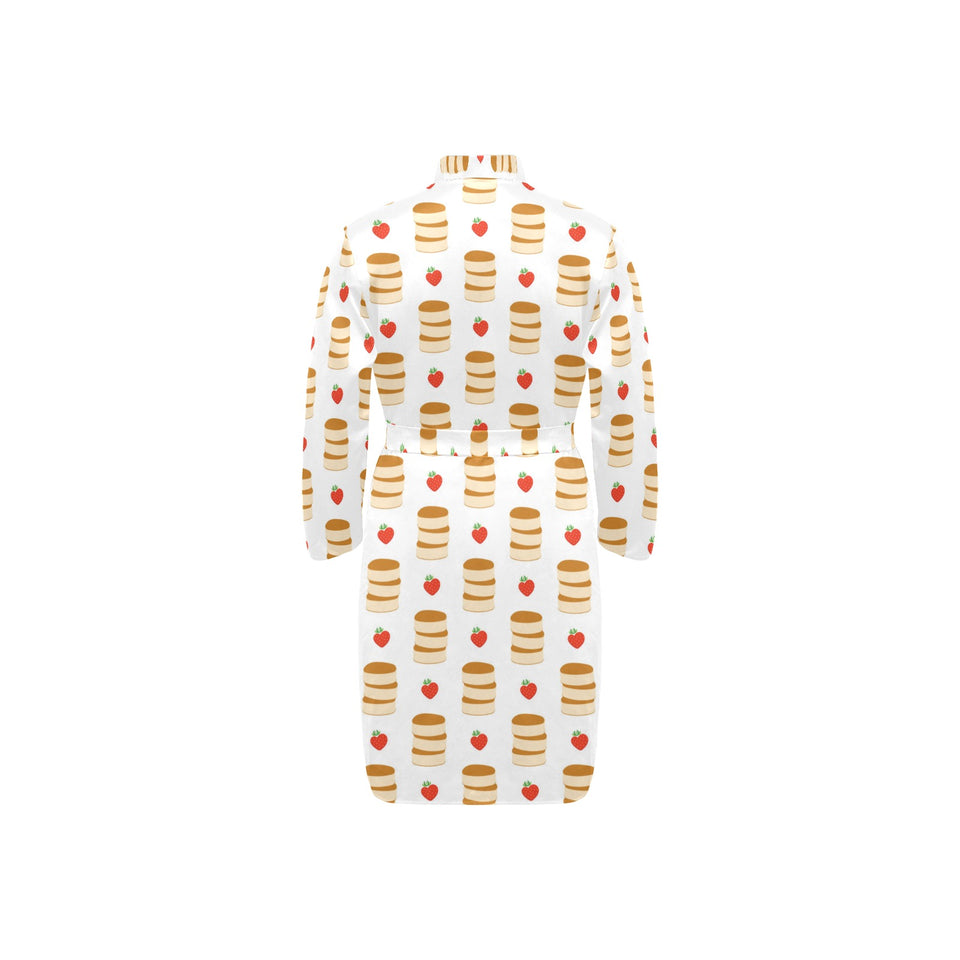 Pancake Pattern Print Design 02 Men's Long Sleeve Belted Night Robe