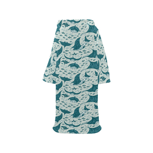 Stingray Pattern Print Design 01 Blanket Robe with Sleeves