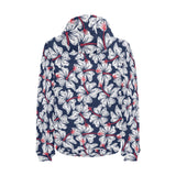 Hibiscus Pattern Print Design 02 Men's Padded Hooded Jacket(ModelH42)