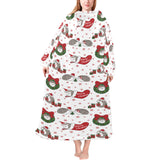 Hedgehog Pattern Print Design 05 Blanket Robe with Sleeves