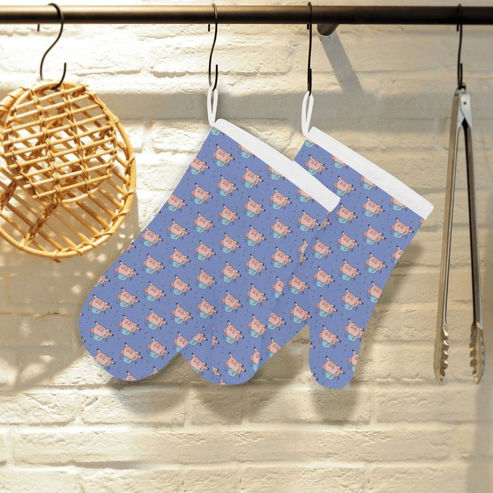 Pig Pattern Print Design 03 Heat Resistant Oven Mitts