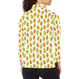 Papaya Pattern Theme Women's Long Sleeve Polo Shirt