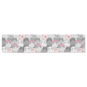 Hippopotamus Pattern Print Design 03 Table Runner