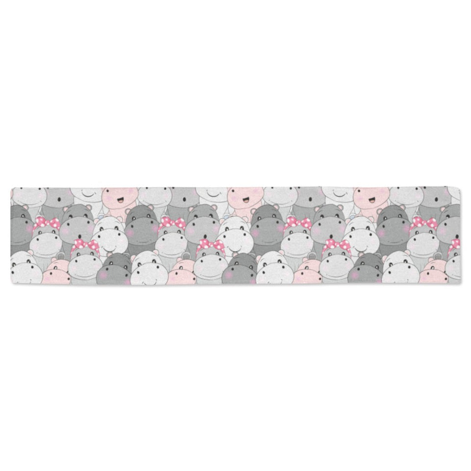 Hippopotamus Pattern Print Design 03 Table Runner