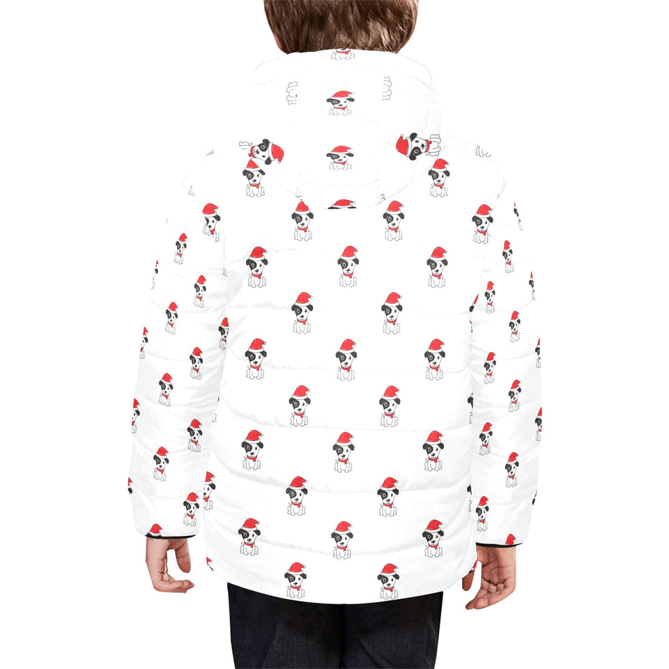 Jack Russel Pattern Print Design 01 Kids' Boys' Girls' Padded Hooded Jacket