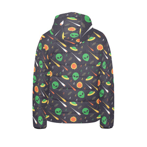 Alien Pattern Print Design 03 Kids' Boys' Girls' Padded Hooded Jacket