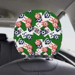 Casino Cards Suits Pattern Print Design 03 Car Headrest Cover