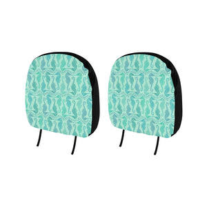 Seahorse Green Pattern Car Headrest Cover