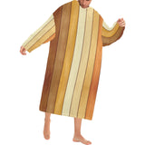 Wood Printed Pattern Print Design 01 Blanket Robe with Sleeves