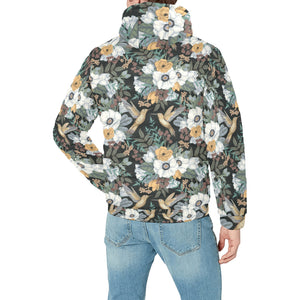 Hummingbird Pattern Print Design 05 Men's Padded Hooded Jacket(ModelH42)