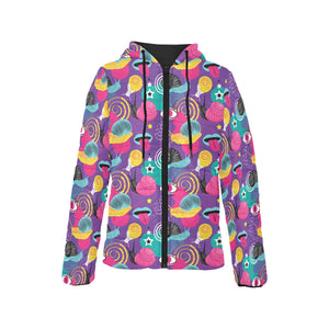 Snail Pattern Print Design 02 Women's Padded Hooded Jacket