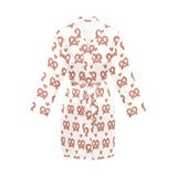 Pretzels Pattern Print Design 01 Women's Long Sleeve Belted Night Robe