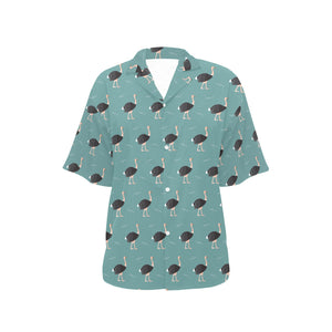 Ostrich Pattern Print Design 01 Women's All Over Print Hawaiian Shirt