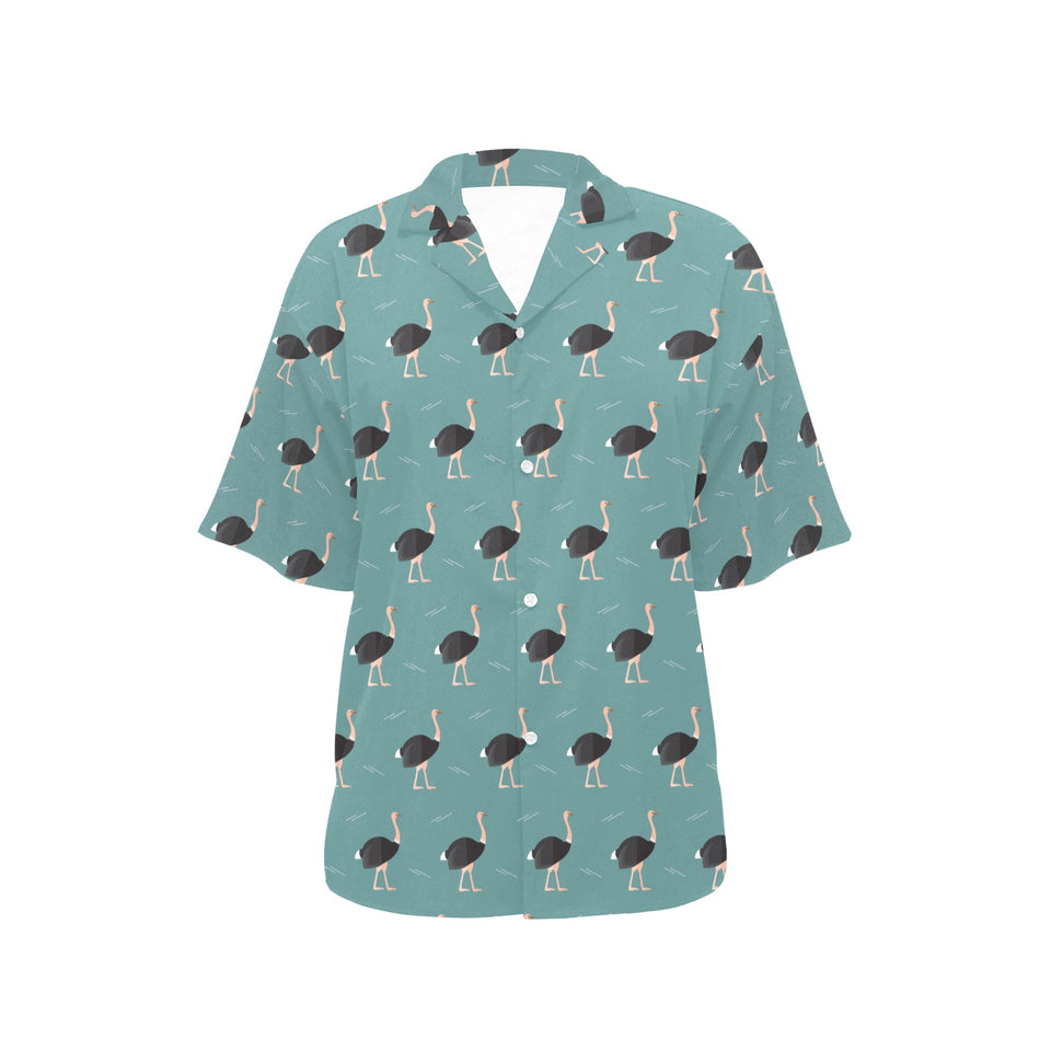 Ostrich Pattern Print Design 01 Women's All Over Print Hawaiian Shirt