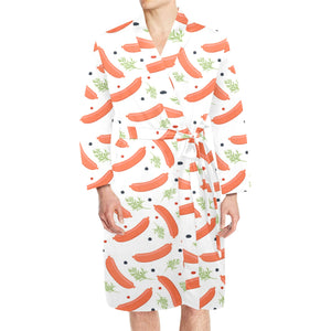 Sausage Pattern Print Design 03 Men's Long Sleeve Belted Night Robe