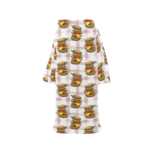 Hamburger Pattern Print Design 03 Blanket Robe with Sleeves