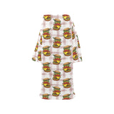 Hamburger Pattern Print Design 03 Blanket Robe with Sleeves