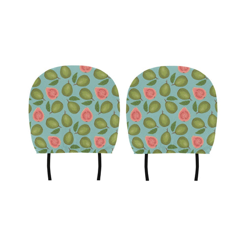 Guava Pattern Green Background Car Headrest Cover