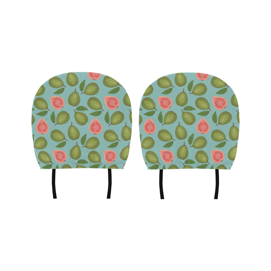 Guava Pattern Green Background Car Headrest Cover