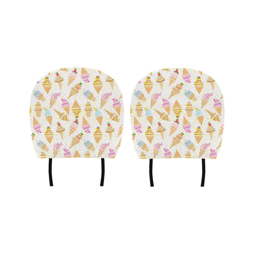 Ice Cream Cone Pattern Background Car Headrest Cover