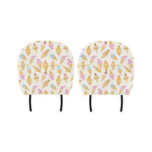 Ice Cream Cone Pattern Background Car Headrest Cover