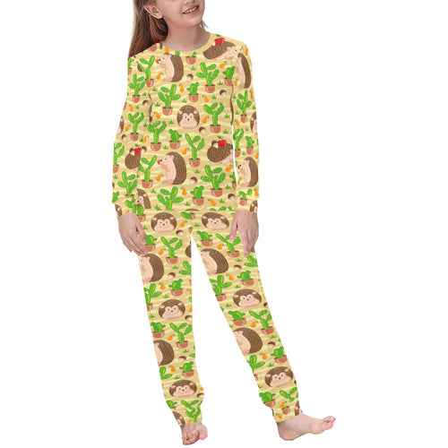 Hedgehog Pattern Print Design 02 Kids' Boys' Girls' All Over Print Pajama Set