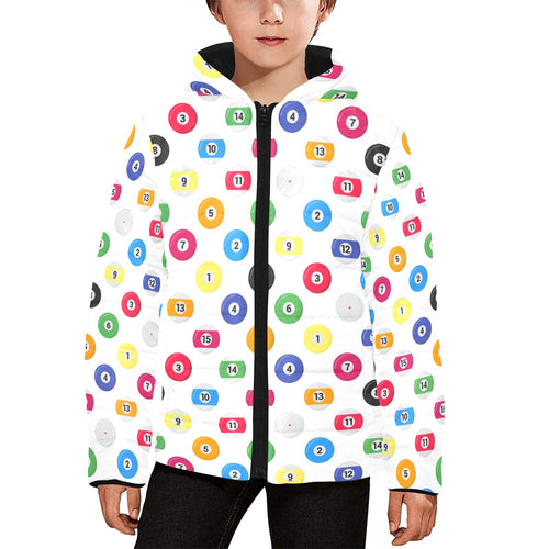 Billiard Ball Pattern Print Design 04 Kids' Boys' Girls' Padded Hooded Jacket