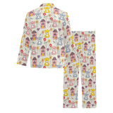 Teddy Bear Pattern Print Design 04 Men's Long Pajama Set