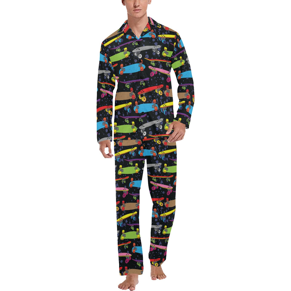 Skate Board Pattern Print Design 03 Men's Long Pajama Set