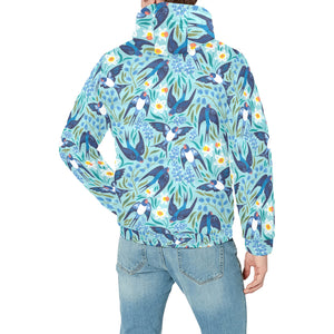 Swallow Pattern Print Design 05 Men's Padded Hooded Jacket(ModelH42)