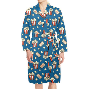 Popcorn Pattern Print Design 03 Men's Long Sleeve Belted Night Robe