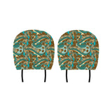 Coffee Bean Pattern Graphic Ornate Car Headrest Cover