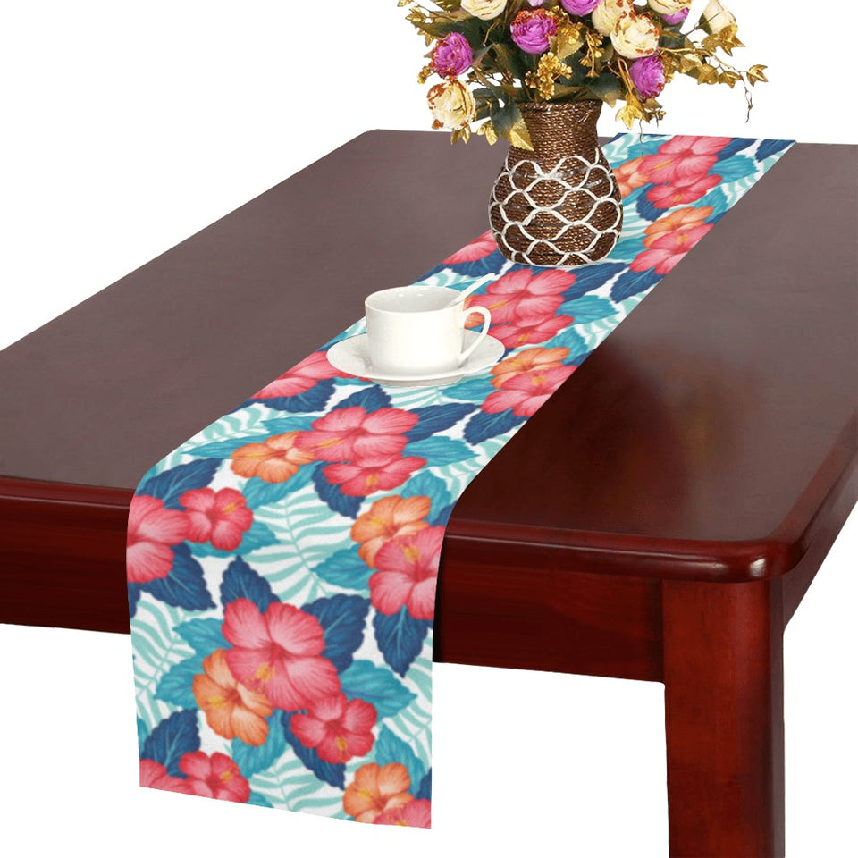 Hibiscus Pattern Print Design 05 Table Runner