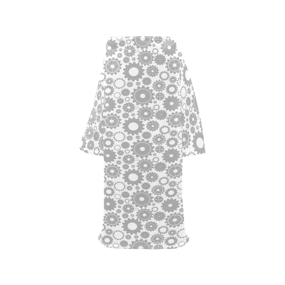 Gear Pattern Print Design 03 Blanket Robe with Sleeves