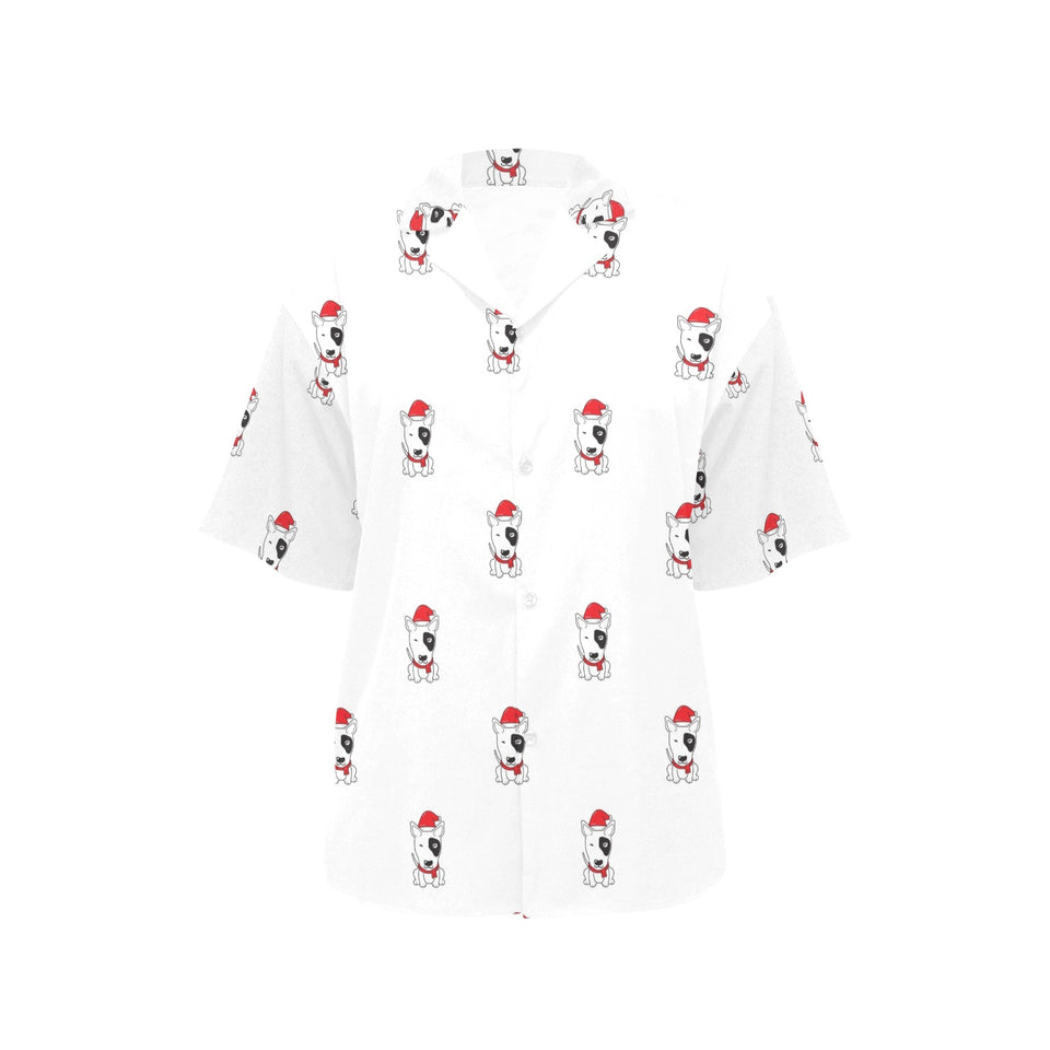 Bull Terrier Pattern Print Design 05 Women's All Over Print Hawaiian Shirt