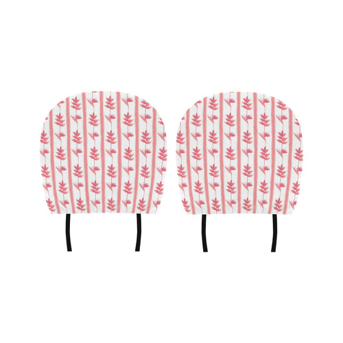 Heliconia Pink White Pattern Car Headrest Cover