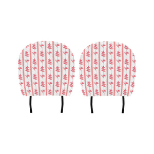 Heliconia Pink White Pattern Car Headrest Cover