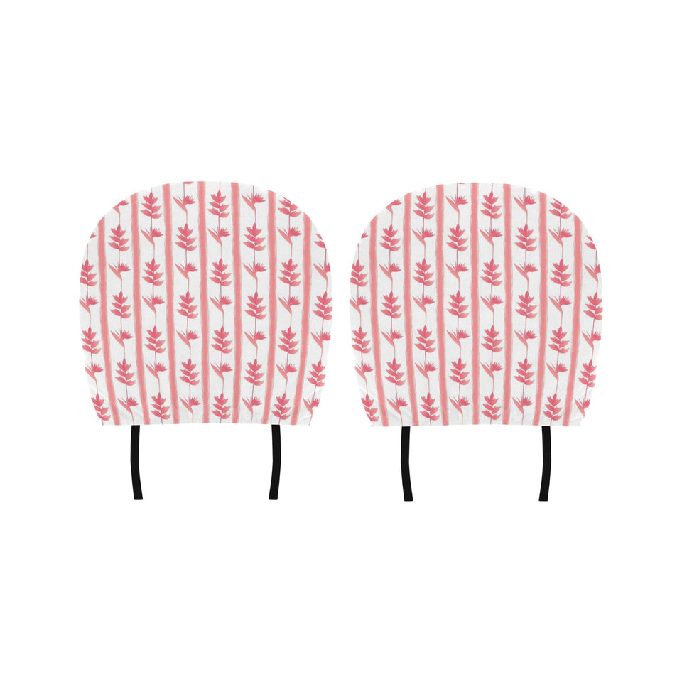 Heliconia Pink White Pattern Car Headrest Cover