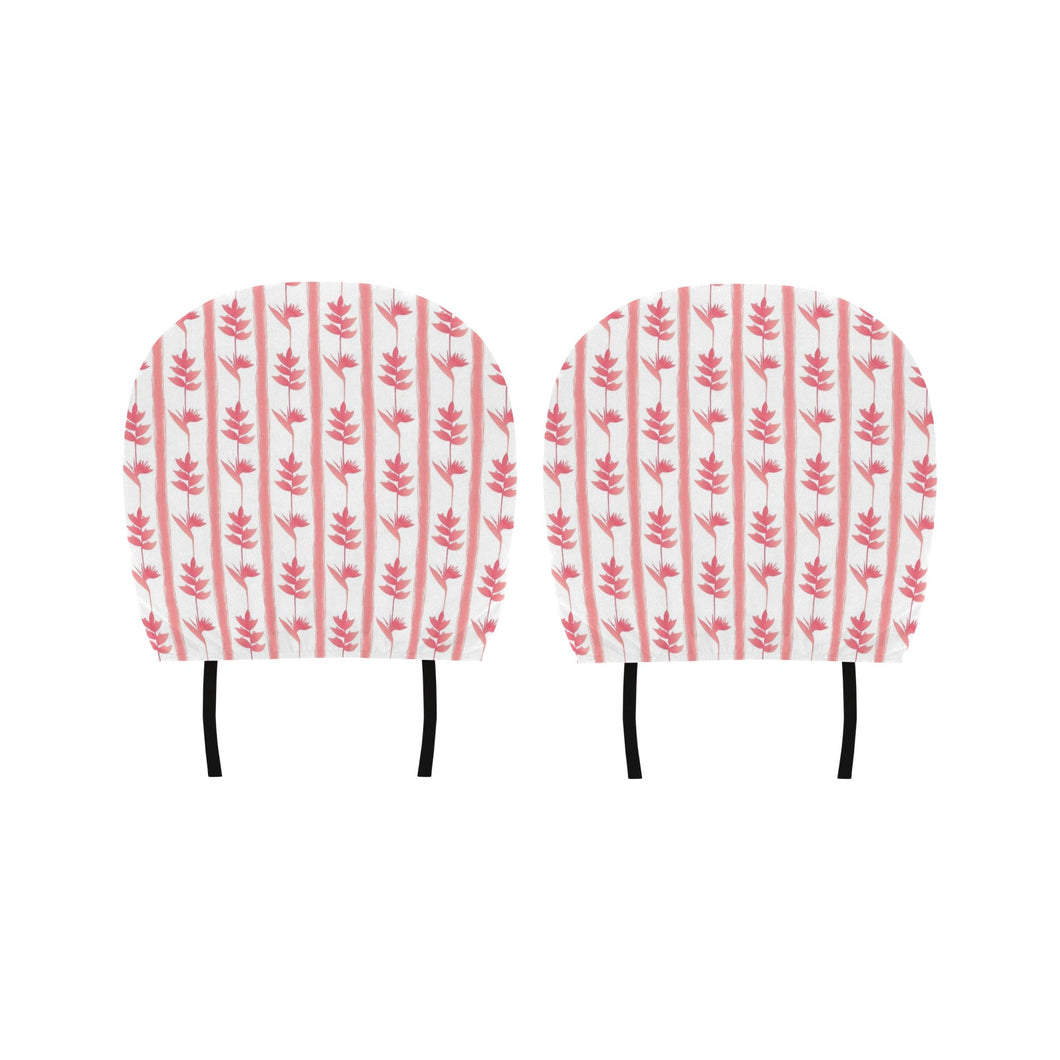 Heliconia Pink White Pattern Car Headrest Cover