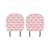 Heliconia Pink White Pattern Car Headrest Cover