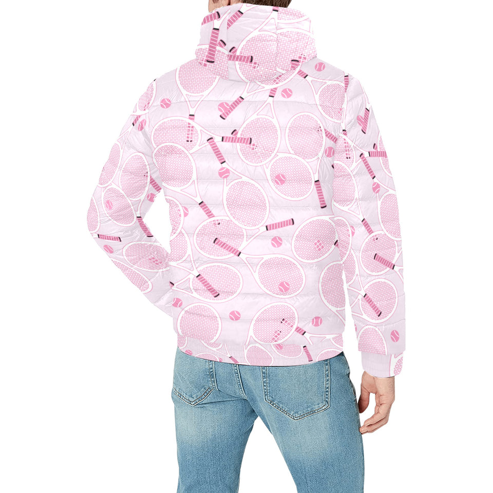 Tennis Pattern Print Design 02 Men's Padded Hooded Jacket(ModelH42)