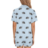 Sleep Boston Terrier Bone Pattern Women's V-Neck Short Pajama Set