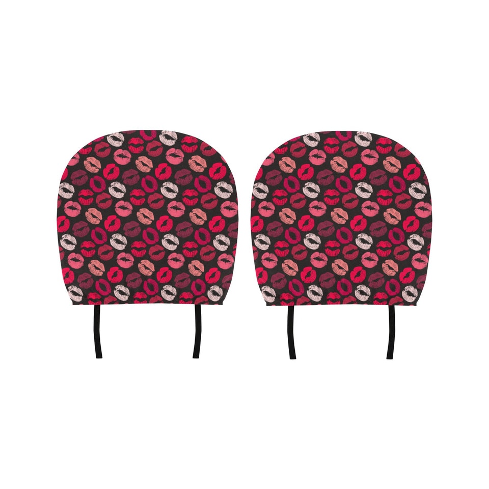 Lips Pattern Print Design 02 Car Headrest Cover