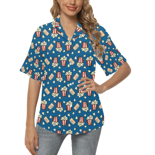 Popcorn Pattern Print Design 03 Women's All Over Print Hawaiian Shirt