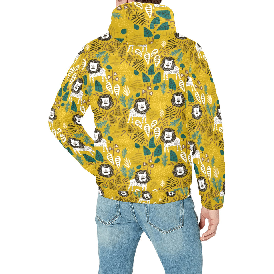 Lion Pattern Print Design 01 Men's Padded Hooded Jacket(ModelH42)