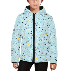 Greyhound Pattern Print Design 03 Kids' Boys' Girls' Padded Hooded Jacket